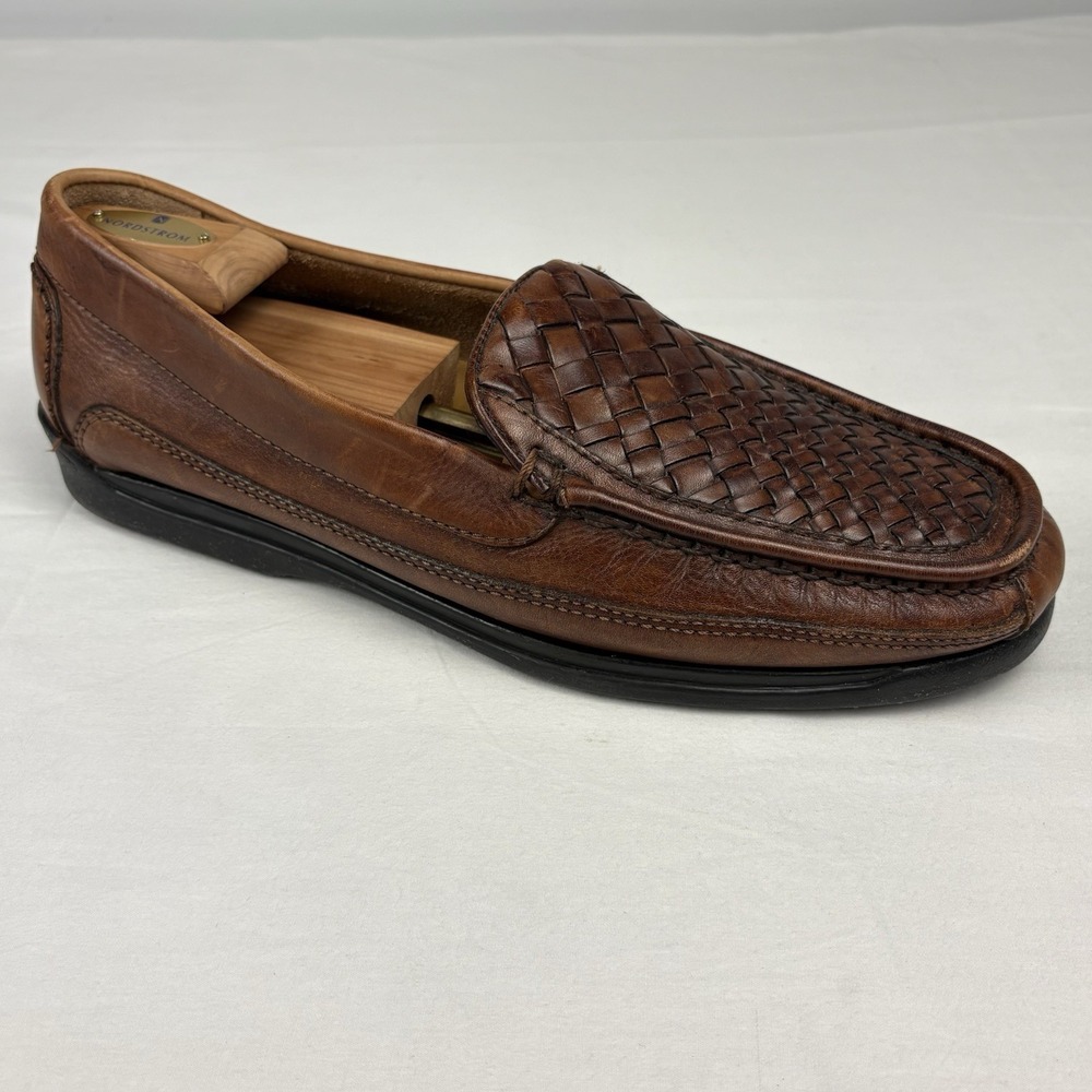 VTG 80s/90s Cherokee BasketWeave Leather Moccasin Driving Shoes Brown 13M Brazil